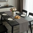 thumbnail image 2 of Black Striped Table Runner 48 Inches Long, Modern Simple Farmhouse Beige Vintage Kitchen Coffee Dining Table Decoration for Home Party Birthday Wedding Home Decor 13x48 Inches, 2 of 8