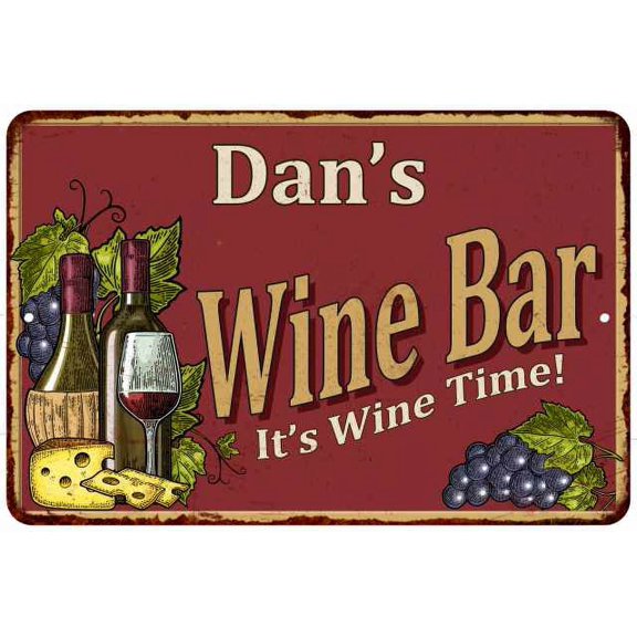 Dan's Red Wine Bar Sign 8 x 12 High Gloss Metal 208120054384