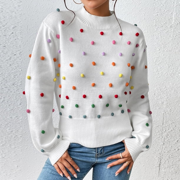 Jersey de gran tamaño de color liso para mujer suéter de punto elástico ligero atuendo diario