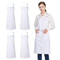 thumbnail image 1 of Jubatus Paquete De 4 Delantales 100% Algodón Con 2 Bolsillos Cocina Chef Cocina Delantal Con Pechera Ajustable Para Mujeres Y Hombres Blanco, 1 of 5