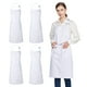 thumbnail image 1 of Jubatus Paquete De 4 Delantales 100% Algodón Con 2 Bolsillos Cocina Chef Cocina Delantal Con Pechera Ajustable Para Mujeres Y Hombres Blanco, 1 of 5