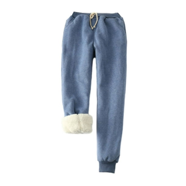 Enqiretly Stylish And Warm Winter Thicken Plush Sport Pant For Cold Season  Skin Friendly Warm Casual Trousers blue XL