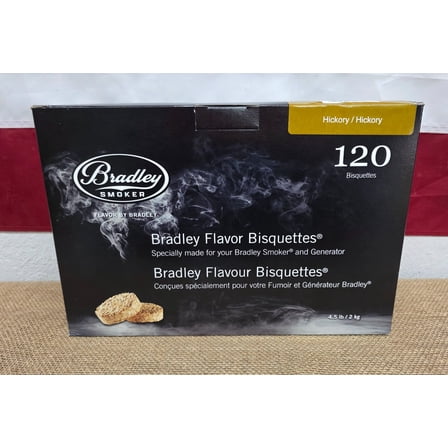 Bradley Smoker Hickory Wood Bisquettes, Bold Flavor, 100% Wood [120ct] - BTHC120