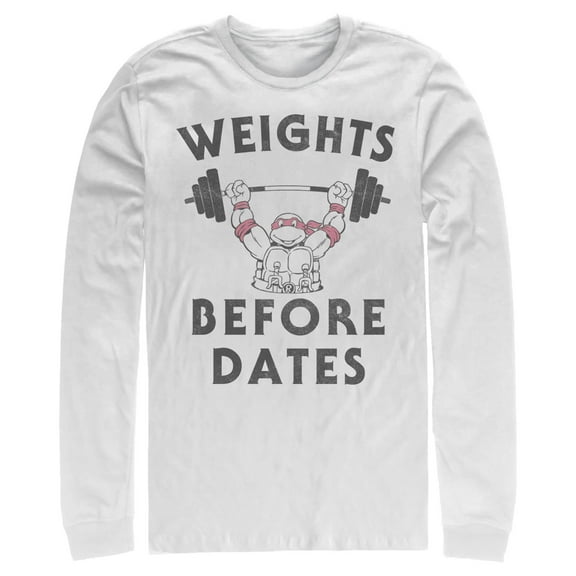 Men's Teenage Mutant Ninja Turtles Weights Before Dates Long Sleeve Shirt White Medium