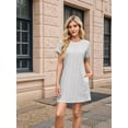 thumbnail image 6 of Casual Dresses for Women Ruffle Cap Sleeve Shift Dresses V Neck Short Sleeves Solid Color Flowy Summer Sundresses Gray S, 6 of 9