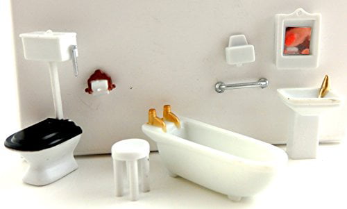 Bathroom Furniture Accessories Plastic Toilet and Sink Set for Doll's House hfd 