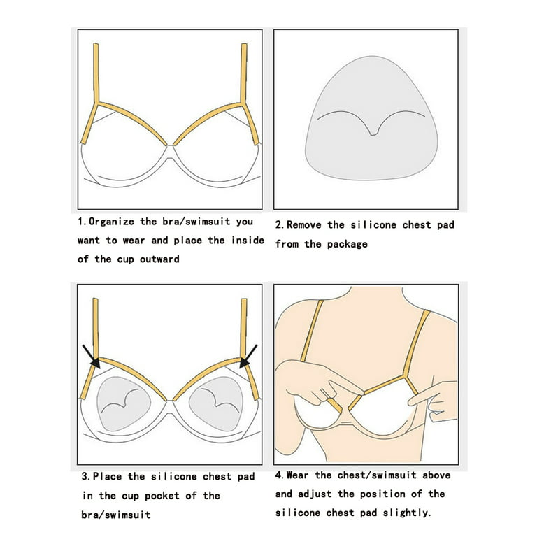 Silicone Bra Pad, 2 Pairs Push-up Breast Pads Cleavage Enhancer Swimsuit,  Bikini Bra Inserts Pad, Transparent+Nude S