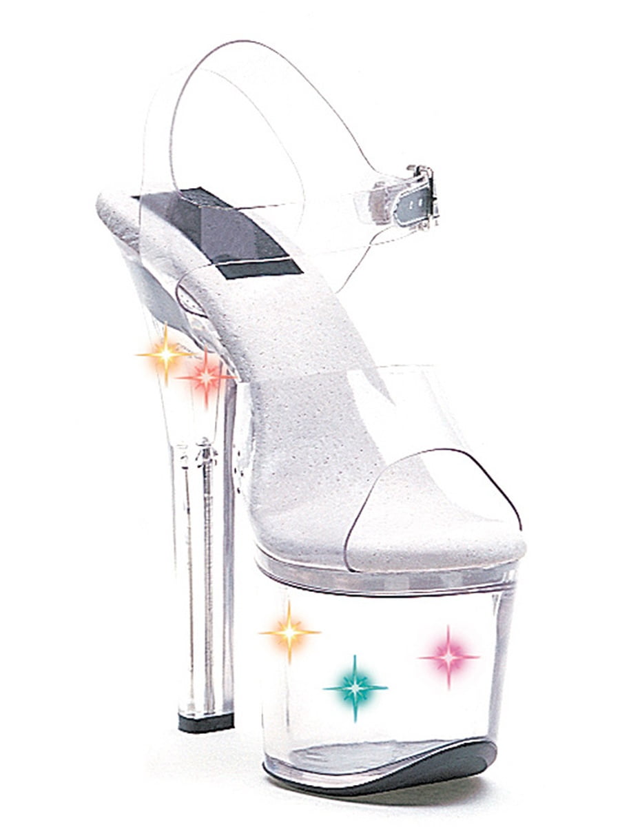 SummitFashions - Womens Light Up Shoes Clear or Black 7 Inch Heels Multicolor Lights Sandals 