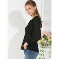 thumbnail image 4 of Allegra K Blusa Top Cuello En V Color Sólido Manga Larga Volantes Para Mujeres Negro L, 4 of 6
