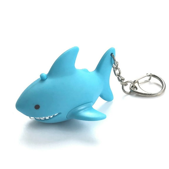 LEORX Shark Shape LED Keychain with Sound and Glow Features Ideal for Kids Playing Blue Metal Plastic 2pcs