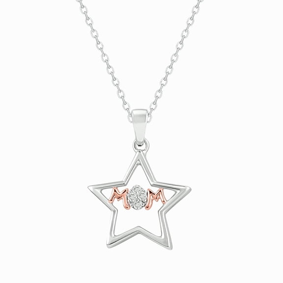 Cali Trove Diamond Star Pendant Necklace, 1/20 Ct Natural Diamond, 925 Sterling Silver with 18KT Rose Gold Vermeil, 18" Chain