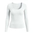 thumbnail image 7 of SuTry Womens Scoop Neck Top Long Sleeve Ribbed Knit Slim Fit Stretch Fabric Basic Tee Shirt Casual Everyday Wardrobe Staple, 7 of 7