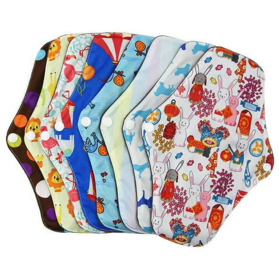 leaveforme 1PC Reusable Menstrual Pads (10in*7in), Bamboo Charcoal Cloth Pads for Heavy Flow, Large Sanitary Pads with Wings for Women, Washable Overnight Cloth Panty Liners Period Pads