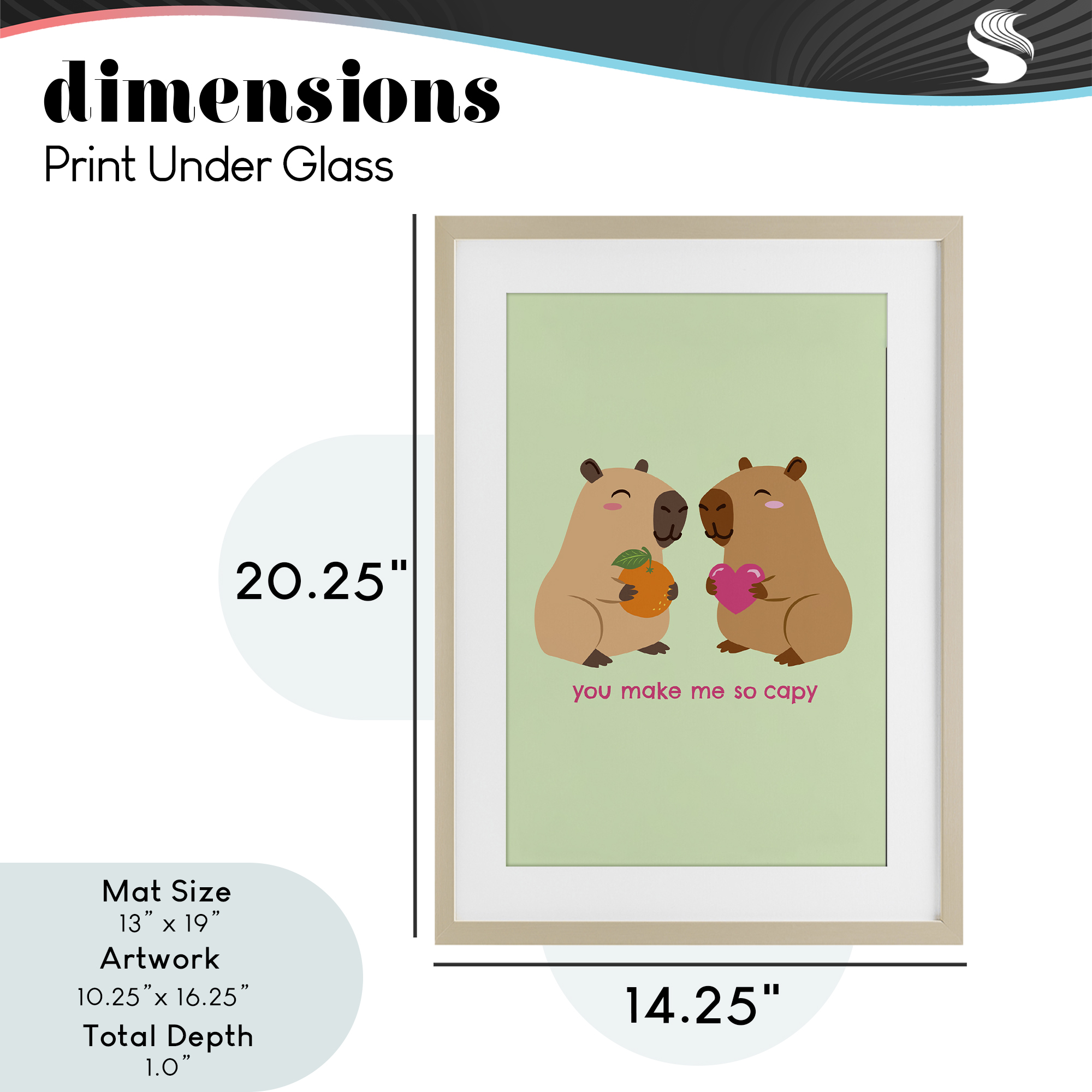 You Make Me So Capy Birch Framed Print Under Glass, design by Emily Dumas