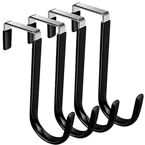 DINGEE Crochets de Porte, 4 Paquets Revêtement Vinyle pour Suspendre Crochets Z Robustes pour Éviter les Rayures, Crochet de Porte pour Salle de Bain, Salon, Cuisine Serviettes Suspendues, Vêtements, Chaussures, Chapeaux