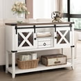 thumbnail image 7 of 46'' Large Farmhouse Entryway Table w/Sliding Barn Doors, Industrial Rustic Console Table Sofa Side Table with Storage Drawer for Hallway, Living Room, 7 of 7
