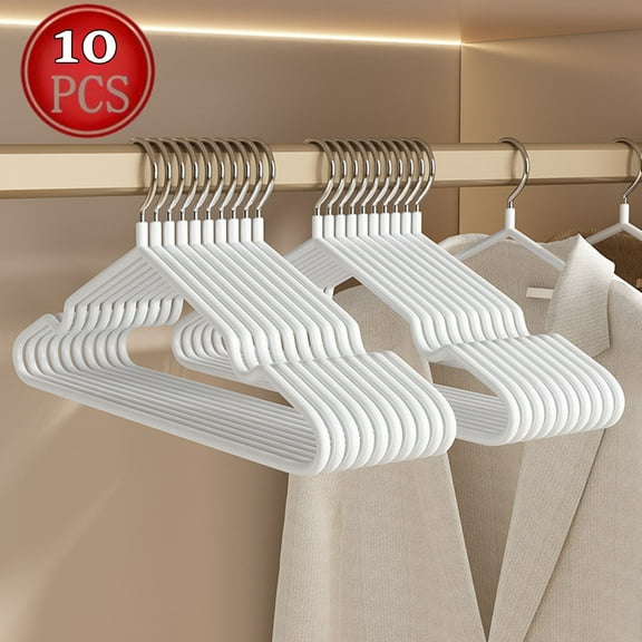 Bxaolu Clothes Hangers (10 Pack) Heavy Duty Durable Suit Hanger Stainless Steel Hangers Thin Metal Hangers Lightweight Space Saving Coat Hanger for Closet - Whtie