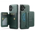 thumbnail image 6 of TECH CIRCLE for iPhone 16 Case 6.1" 2024, Magnetic Phone Case with Removable Wallet & Hidden Kickstand, RFID Blocking Credit Card Slots, Compatible with MagSafe, PU Leather Protective Cover, Green, 6 of 11