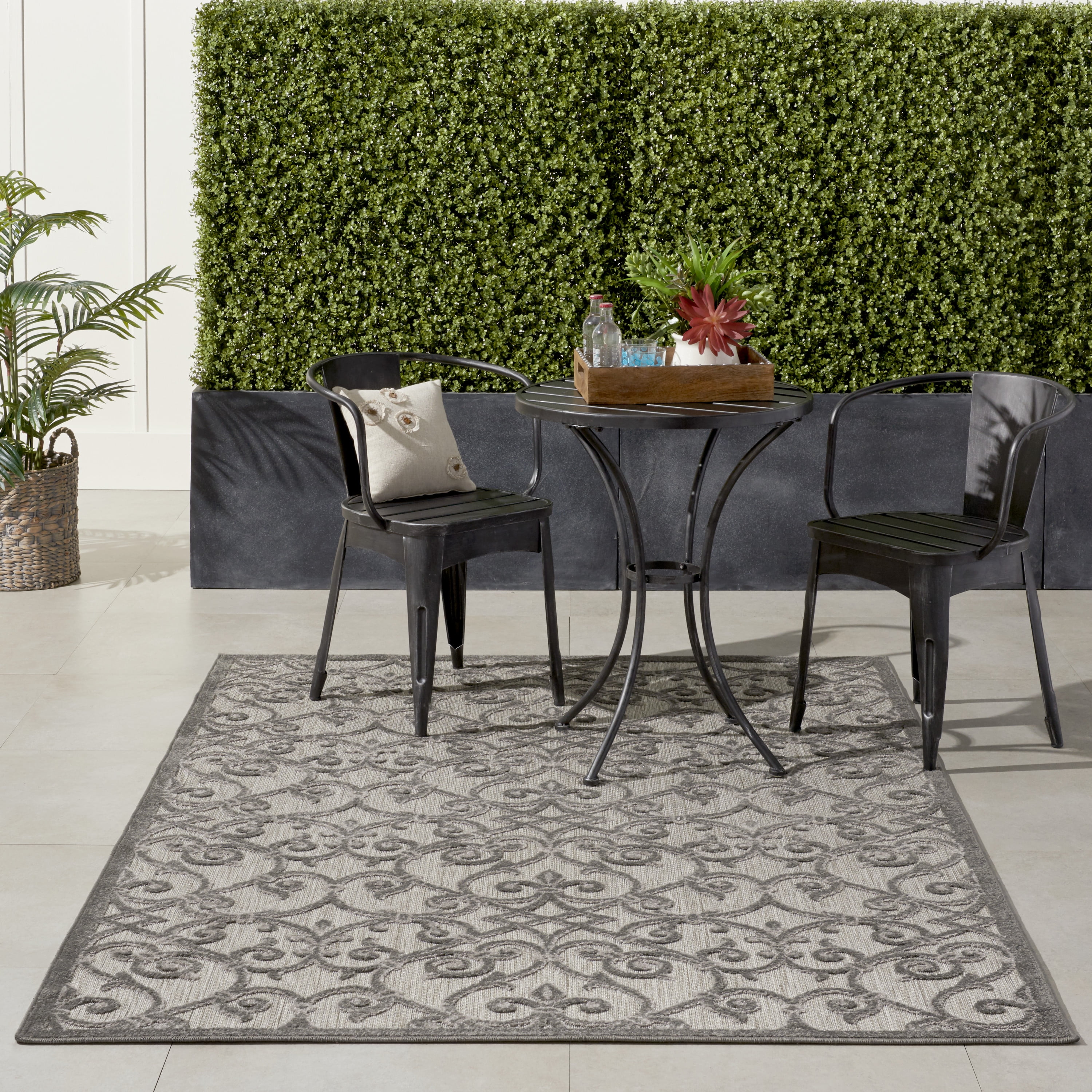 Nourison Aloha Indooroutdoor Grey/Charcoal Area Rug