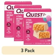 (3 pack) Quest Crispy Hero Protein Bar, Birthday Cake Flavor, Low Sugar, 4 Count