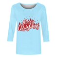 thumbnail image 4 of Pisexur Joyeux Noël T-Shirts pour Femmes Col Rond Manches 3/4 Mode Vacances Tee Tops Mode Ample Automne, 4 of 4