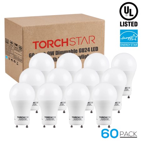 Torchstar 60 Pack Dimmable 9w Gu24 Base A19 Led Light Bulb Energy Torchstar 60 Pack Dimmable 9w Gu24 Base A19 Led Light Bulb Energy Star Ul