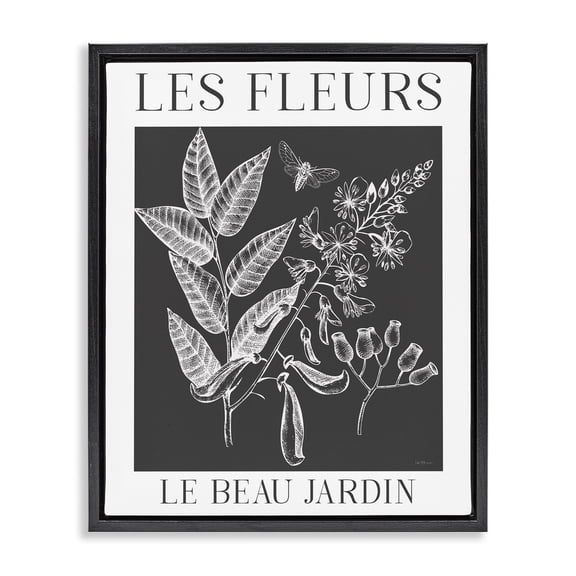 Stupell Industries Les Fleurs Black & White Contour Black Framed Floater Canvas Wall Art, design by Lux Me Designs