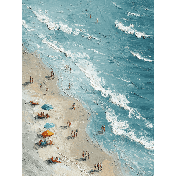 Impressionist Beach Scene Canvas Print, Wall Art for Living Room, Bedroom, Office, Dining Room, Hallway
