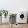 thumbnail image 3 of Jessar - Storage Cabinet with Removable Laundry Basket, Bamboo Frame, Grey, 3 of 3