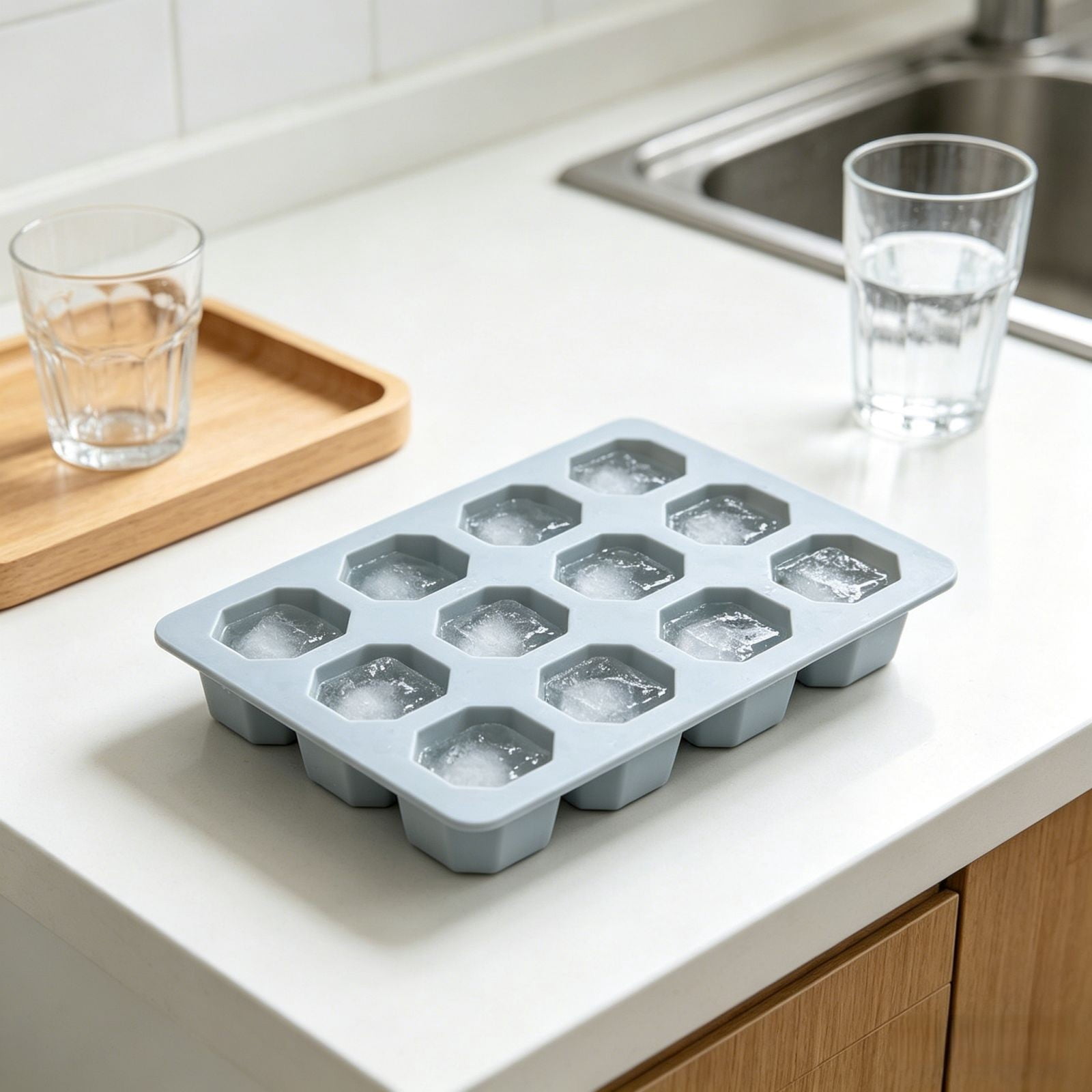 UJMNHYGT Ice Cube Trays Easy Release, Flexible Silicone Ice Cube Molds with Removable Lid, Reusable Freezer Ice Trays Stackable for BPA Free