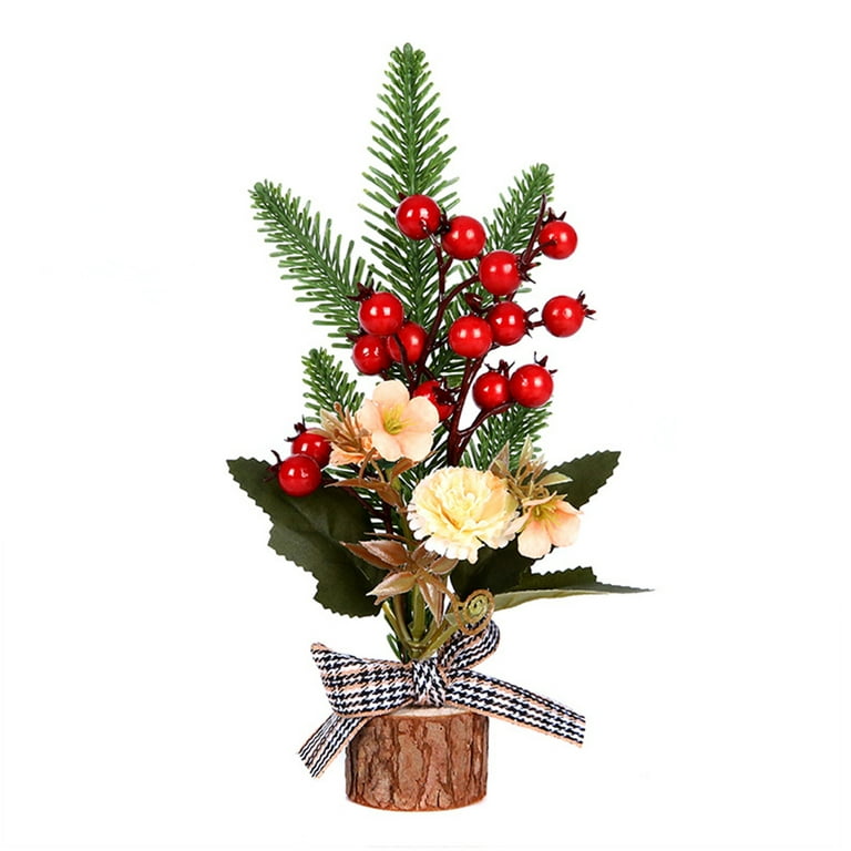 Cheers.US 2Pcs Artificial Christmas Floral Picks Assorted Holly Picks Stems  Pine Branches Picks Spray with Pinecones Holly Leaves for Floral