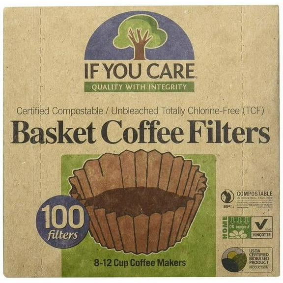 (12 Pack) If You Care Basket Coffee Filters, 100 Filters