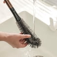 thumbnail image 4 of Bottle Brush Long Handle Soft Bristle Silicone for Water Bottles, Narrow Neck Cup Cleaning, Walnut Color | 2-in-1 Removable Head | Durable, Gentle on Glassware, Blender & Juicer Safe | Compact, 4 of 8