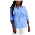 thumbnail image 1 of Tommy Hilfiger Womens Plus Burnout Collared Work Wear Button-Down Top, 1 of 1