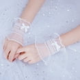 thumbnail image 5 of BOOYOU Japanese Lolita Sweet Shirred Elastic Wrist Cuffs Solid Color Ruffled Lace Trim Bowknot Bracelet Wristband Women Girls Anime Cosplay Hand Sleeves, 5 of 16