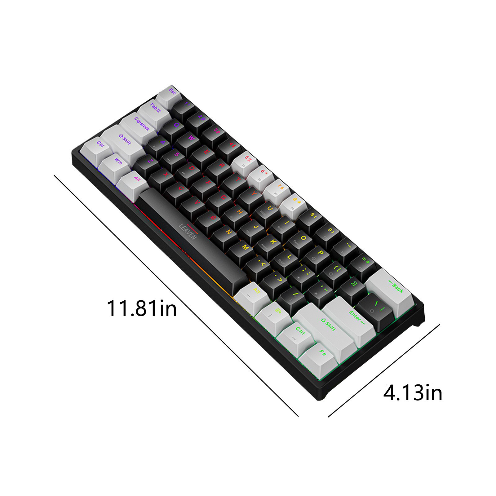 60% Compact Mechanical Gaming Keyboard – RGB Backlit 61 Keys with Blue Switches (White/Black, 1.62lbs)