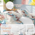 thumbnail image 2 of Queen 4 Piece Bedding Set Vintage Summer Marine Life Starfish Soft Breathable Duvet Cover and Pillowcase,Watercolor Coral Duvet Cover Set Washable Bed Sheets for Bedroom Dormitory Guest Room, 2 of 9