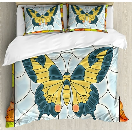 Butterflies Duvet Cover Set Butterfly In Stained Glass Window