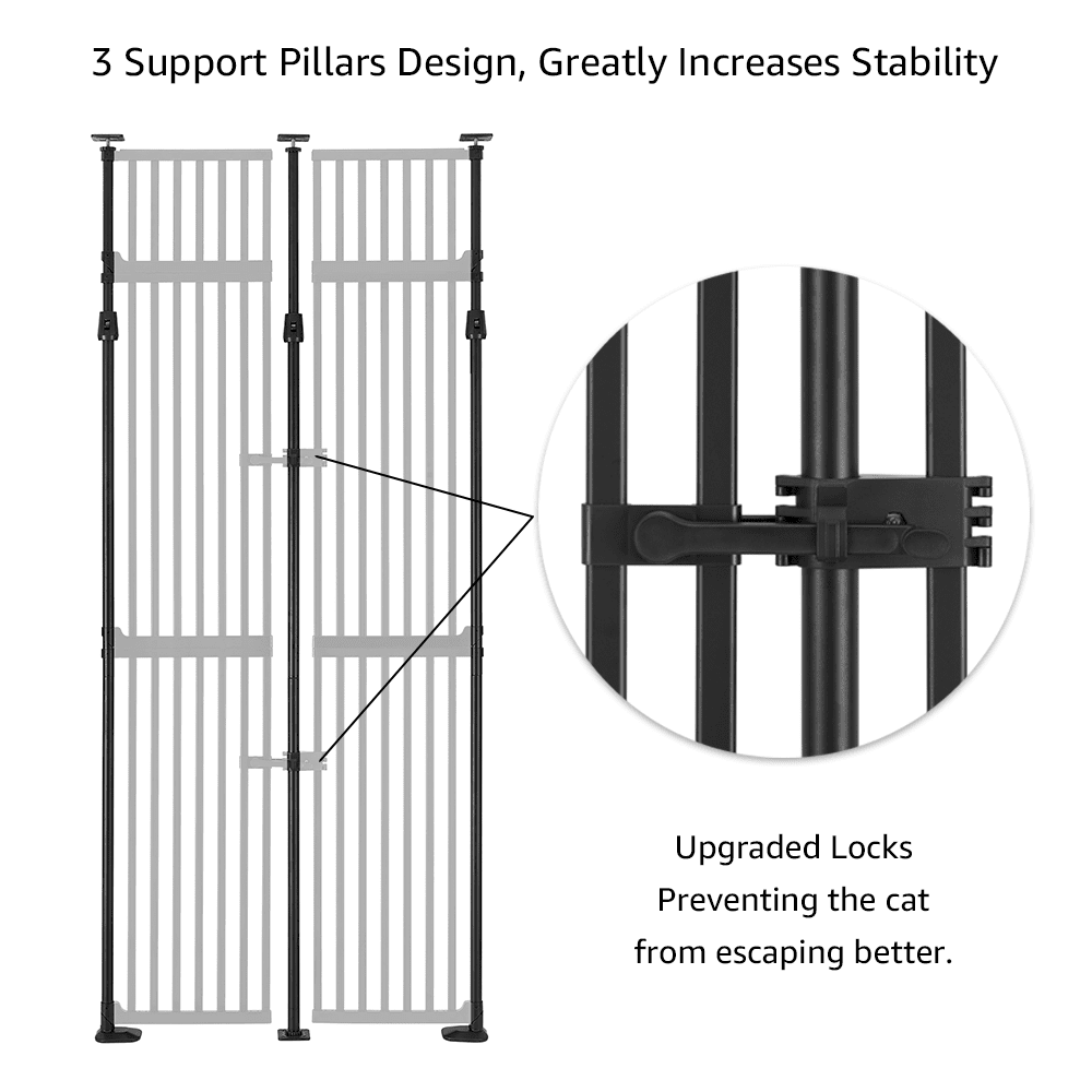 Unipaws 86" High Extra Tall Cat Gate, 35"-38" Wide Cat Proof Gate for Doorway Hallway
