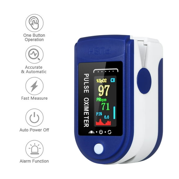 Fingertip Pulse Oxygen Saturation Monitor Blood Oximeter Blood Pressure Monitor Fitness Healthy Meter (Blue)