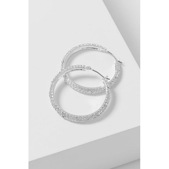 DKNY Micro-Pave 1 2/3 Hoop Earrings: Silver