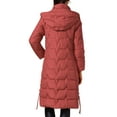 thumbnail image 3 of INSPIRE CHIC Women's Winter Long Puffer Coat Hooded Zip Up Down Jackets Outerwear S Red, 3 of 6
