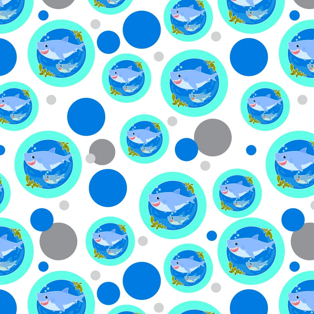 Momma Shark and Baby Swimming in Ocean Premium Gift Wrap Wrapping Paper Roll