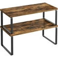 thumbnail image 1 of Cabinet Organizer Shelf, Set of 2 Kitchen Counter Shelves, Kitchen Storage, Spice Rack, Stackable, Expandable, Metal and Engineered Wood, Ink Black and Heather Greige UKCS020X02, 1 of 15