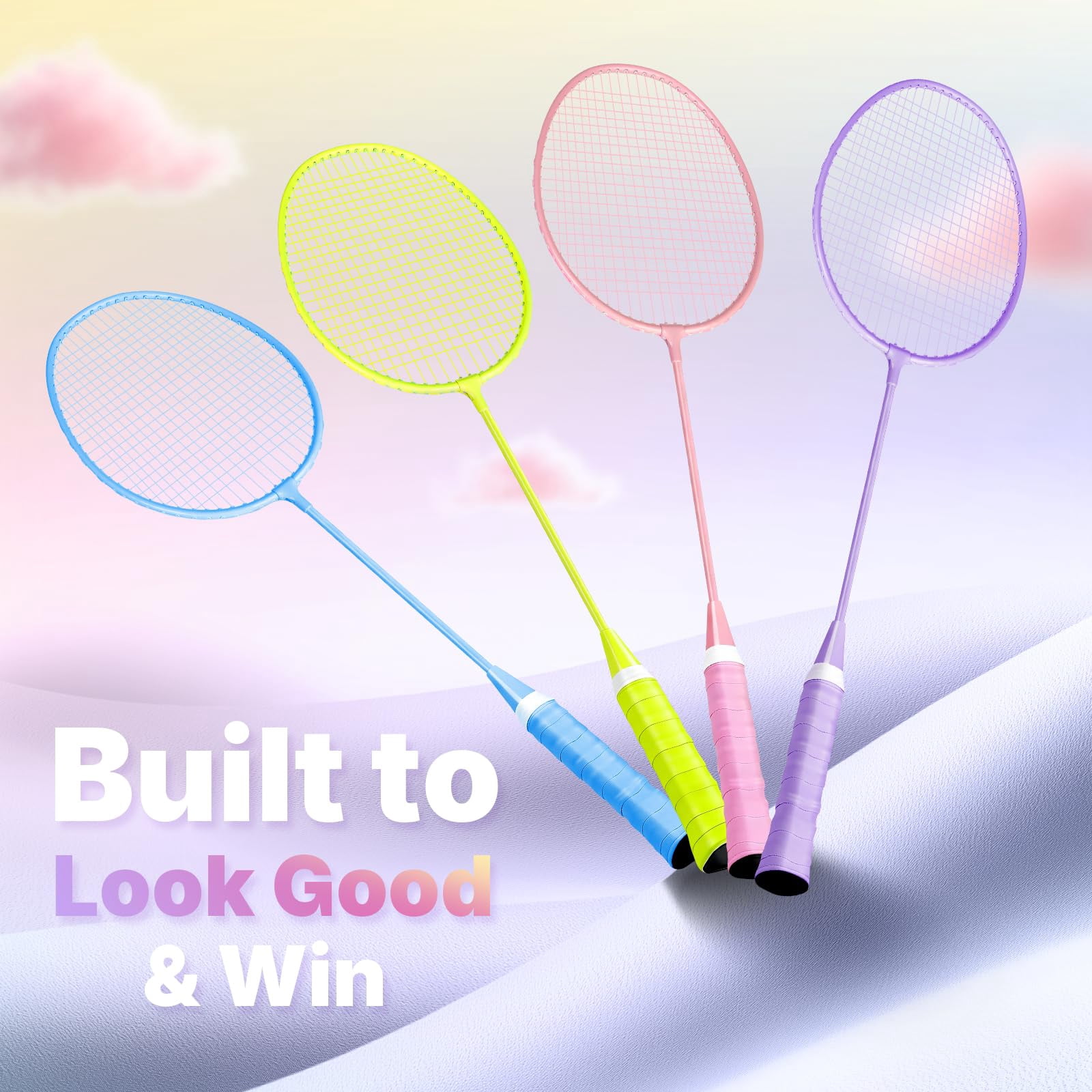 Badminton Rackets Set, Lightweight Badminton Set Includ 4/6 PCS Rackets, 6 Birdies, Outdoor Backyard Games, Racquets for Adults, Teens, Family Beginner