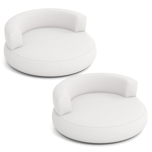 Costway 2PCS Inflatable Lounger Air Sofa with Detachable Cover Spacious Lying Area & Wide Armrests Blow Up Lounge Chair for Living Room White