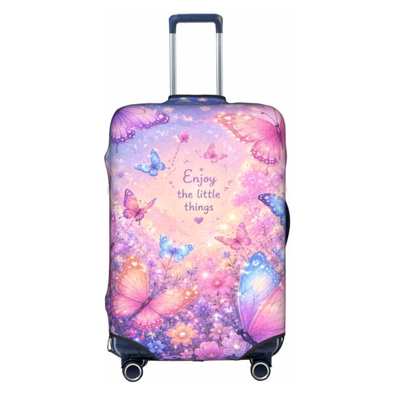 Glitter Butterfly Wildflower Positive Affirmation Travel Luggage Cover Baggage Suitcase Cover Protector Skins 18-32 Inch