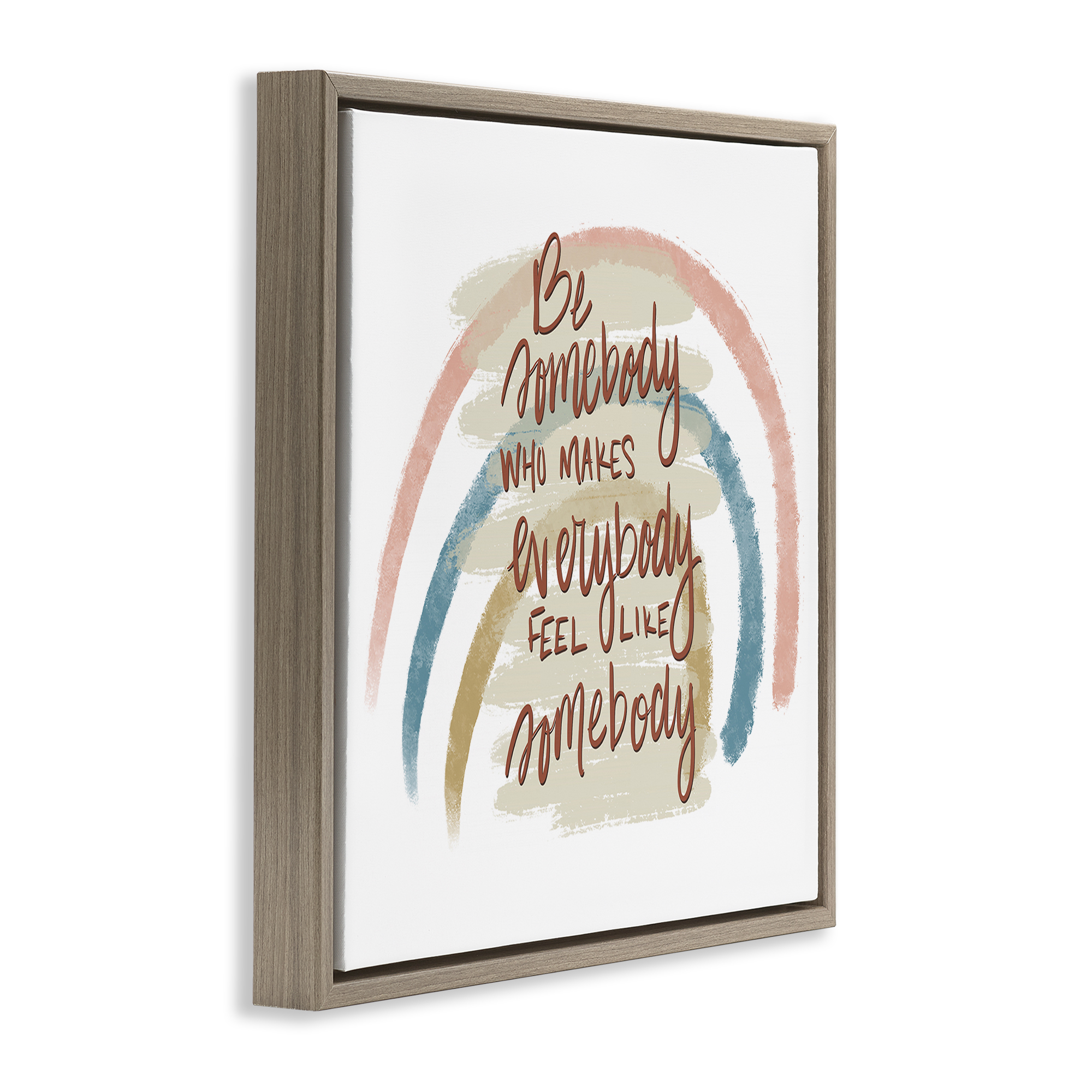 Stupell Industries Inspirational Be Somebody Text & Numbers Painting Brown Floater Framed Canvas Art Print Wall Art, 18 x 18