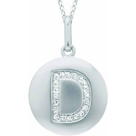 Diamond Accent Sterling Silver Round Initial D Disc Pendant