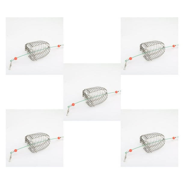 Yuarrent Cebo de pesca, jaula de acero inoxidable para acuario, método de trampa para señuelos, alimentador, soporte para captura de Type5 NO5